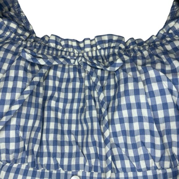 Monteau Los Angeles Blue Gingham Smocked Crop Top XL NWT Cottagecore Picnic - Picture 4 of 12